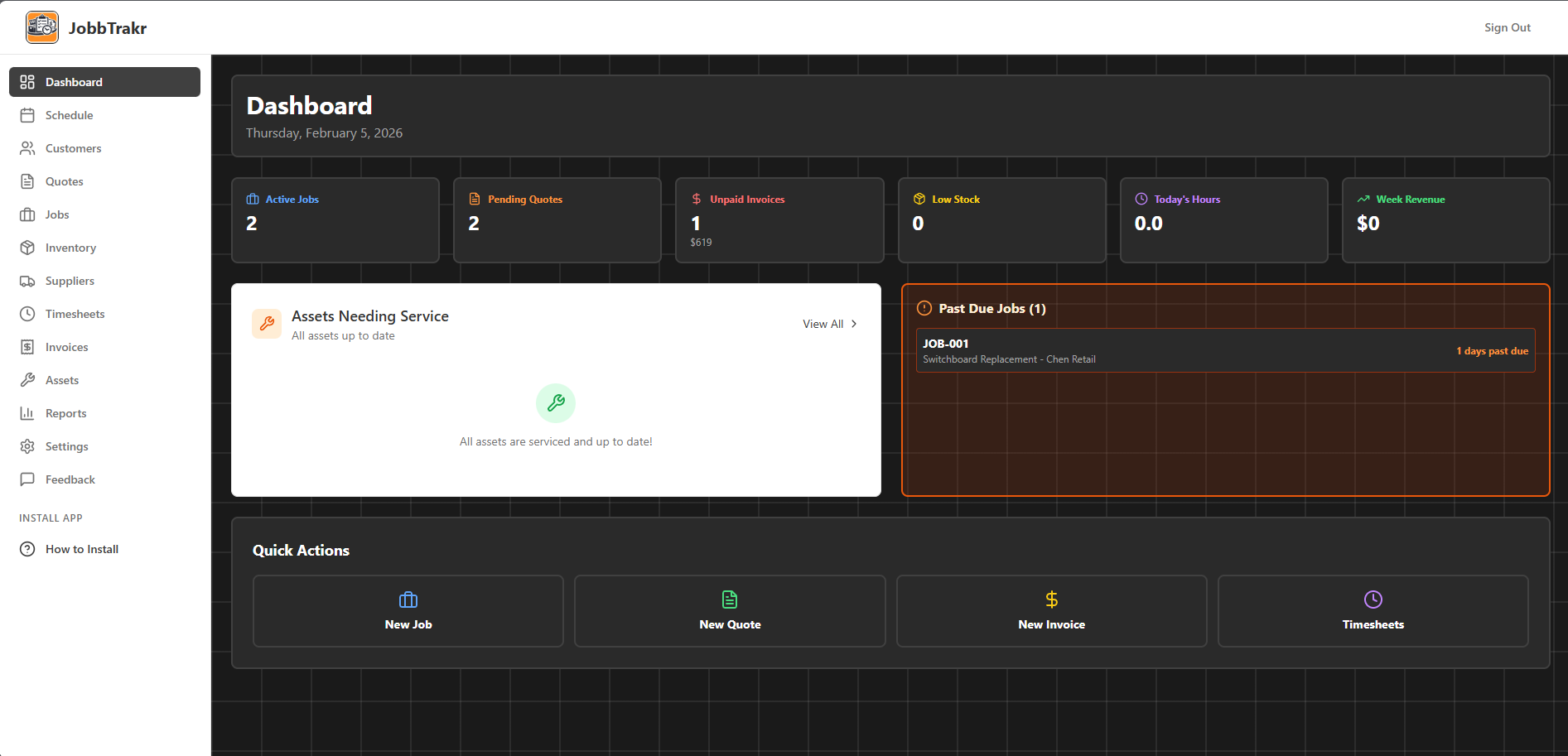 JobbTrakr Dashboard - Complete job management overview