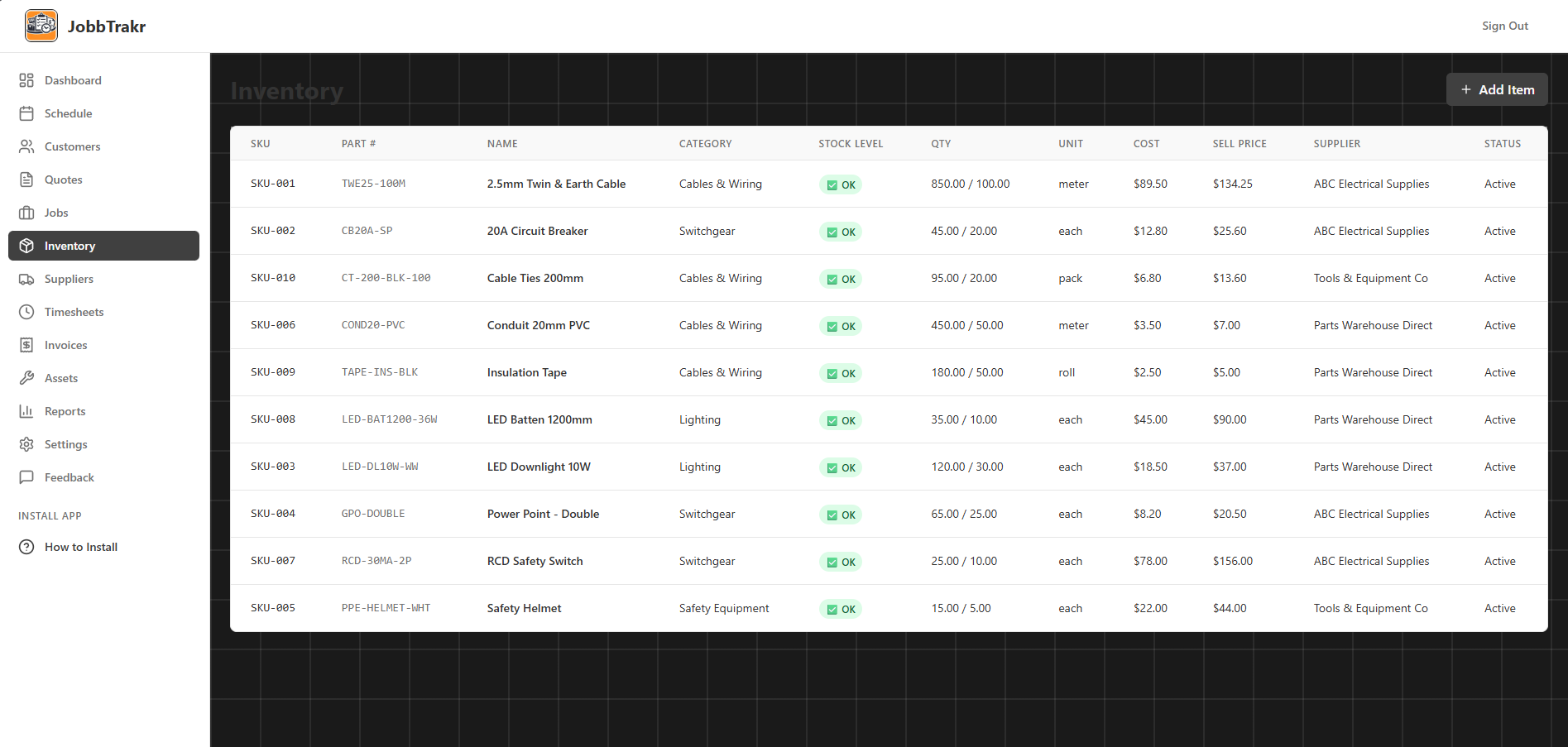 JobbTrakr Inventory System